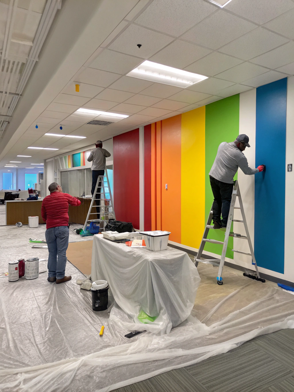 Professional painting of a large commercial office space