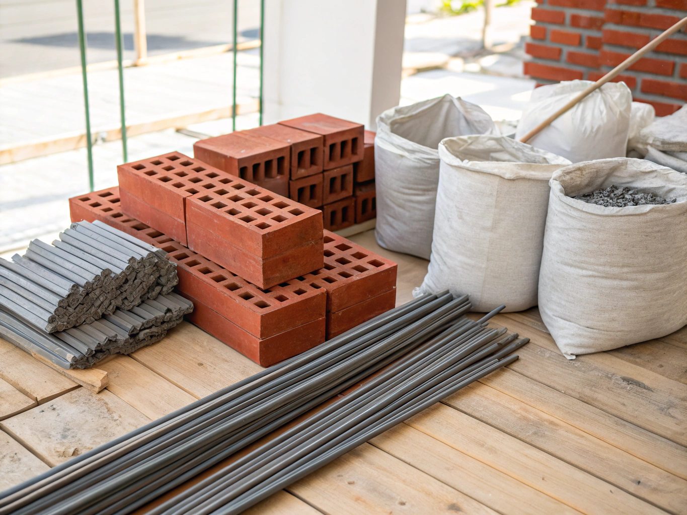 Construction materials staged for a high-end residential renovation project