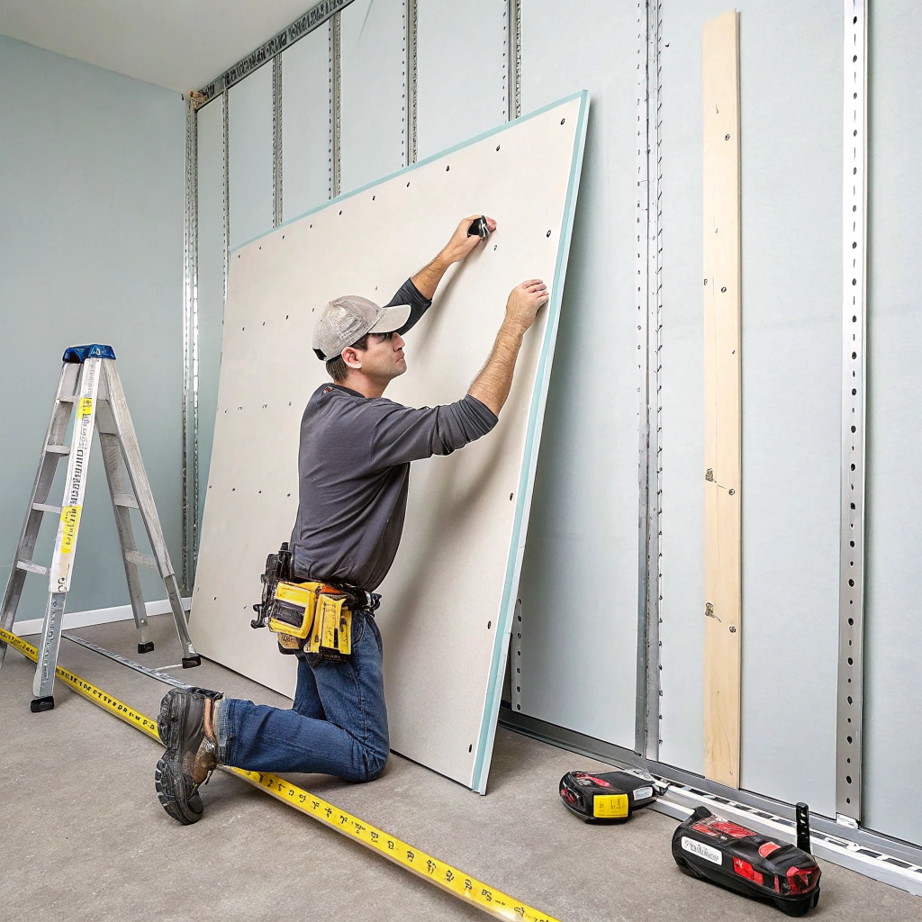 New drywall installation in a custom home build