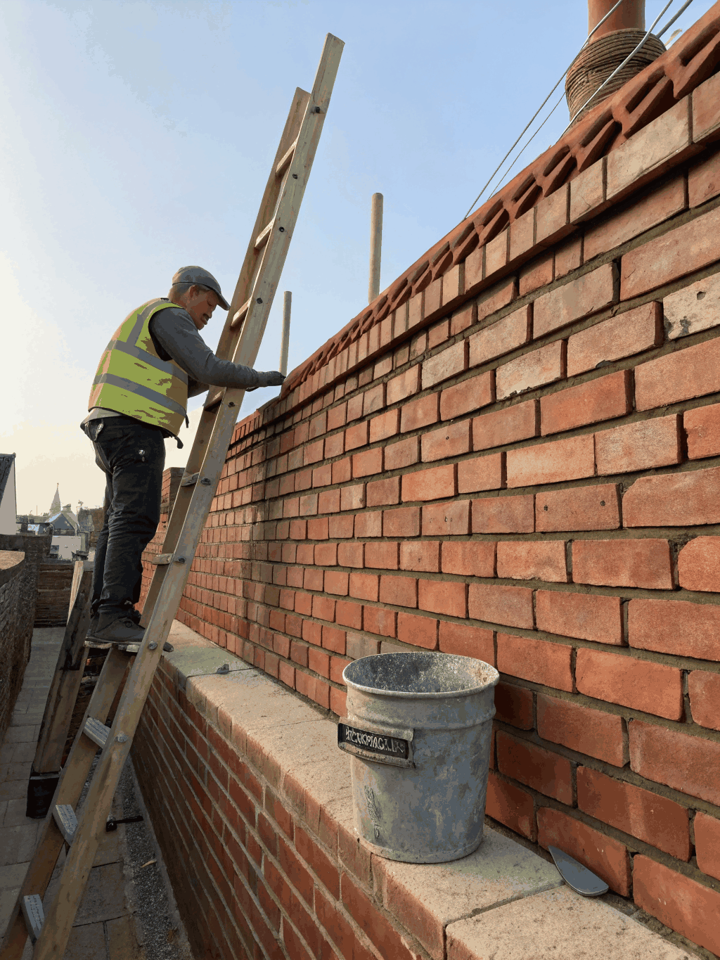 Restored brick wall showing precise craftsmanship
