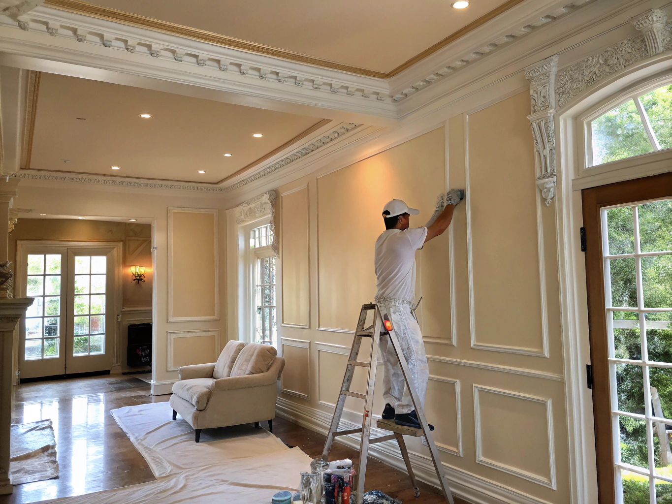 Precision interior painting in a modern home
