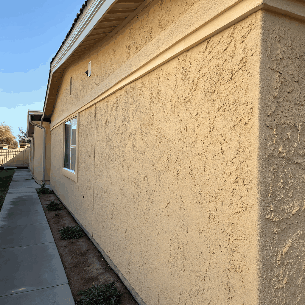 Professional stucco application on a home exterior